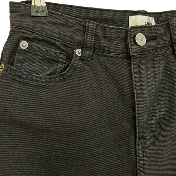 Amuse Society Selena Cropped Distressed Washed Black Jeans High Rise - Picture 4 of 14